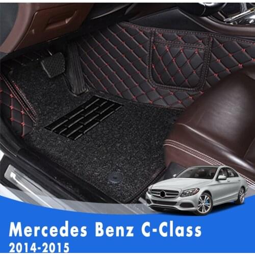 Custom Car Floor Mats For Mercedes Benz C-Class 2015 2014 Double Layer Wire Loop Auto Styling Foot Pads Car Accessories Interior