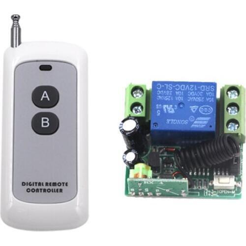 12V 1CH wireless remote control switch 1 Receiver With 1 Transmitter ON OFF Switch 315/433MHZ SKU: 5356
