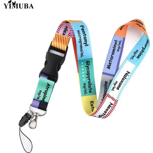 New Critical Care ICU Anaesthetics Cartoon Print Lanyards Key Chain Neck Straps Badge Holder Keyring for Doctors Nurses Friends