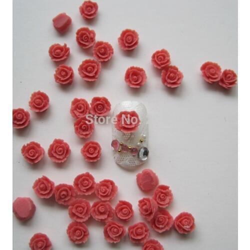 CF4-4 30pcs Cute Ceramic Red Flower Shape Nail Art Decoration Outlooking
