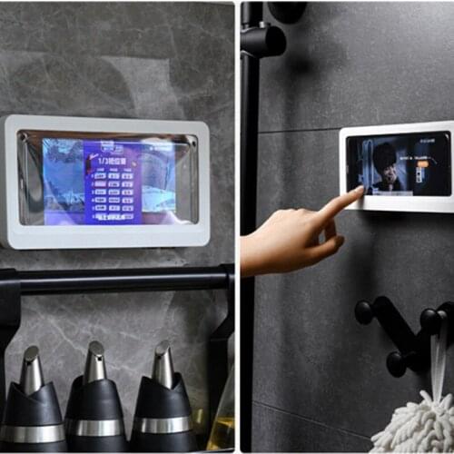 Liner Tablet Or Phone Holder Waterproof Case Box Wall Mounted All Covered Mobile Phone Shelves Self-Adhesive Shower Accessories