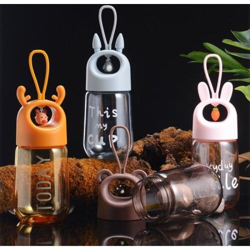 Kids Portable Water Bottle Plastic Drinking My Bottles Cute Cartoon Pendant This My Cup 480ml Drinkware Kawaii Water Bottle