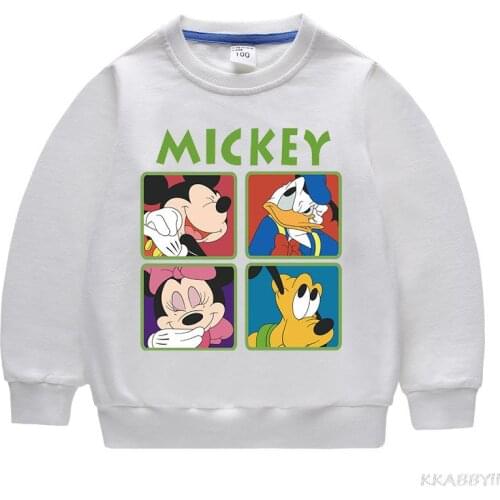 Disney Cartoon Donald Duck Girl Boy Sweatshirt Childrens Clothes Letter Print O-Neck Pullover Fashion Long Sleeve Kids Tops