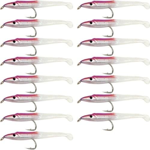 Hot-15Pcs SUNMILE Fake Fishing Lure Sea Fishing Lure Bait with Hook Eel Bionic Bait 5cm/0.6G T Tail Soft Insect Simulation Bait