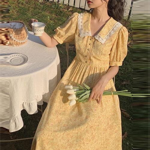 Hstar Casual High Street Holiday Cute Dress 2021 Summer Korean Kawali Print Dress Women Sweet Elegant Patchwork Party Dress