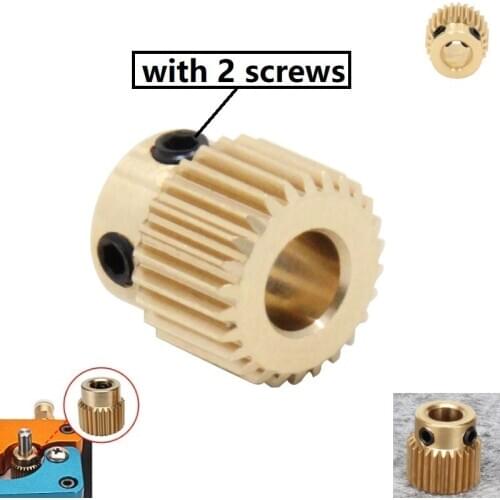 MEGA 5PCS MK8 MK7 Extrusion Head Gear 26 Teeth Bore 5mm Brass Extruder Feeder Pulley 3D Printers Parts Diameter 11mm