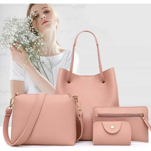 4Pcs Fashion Women Lychee Texture Tote Crossbody Shoulder Bag Card Holder sac a main femme сумка женская натуральная кожа