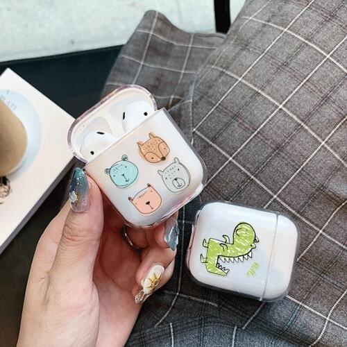 Cartoon Earphone Case For Airpods PC Cute Cover For Apple Airpods Air Pods Transparent Pouch Bluetooth Earphone Accessories