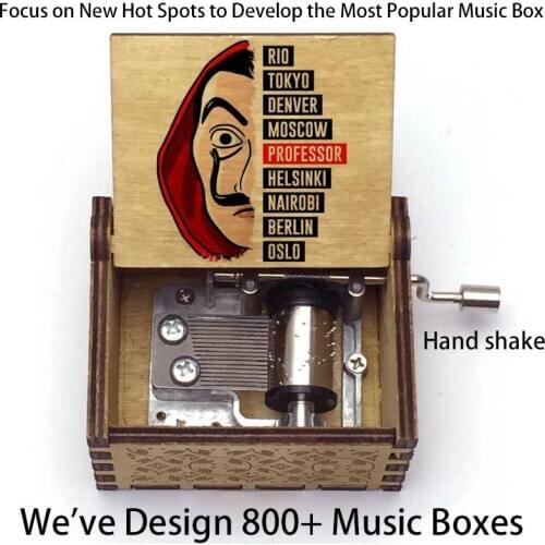 La Casa De Papel Figure Print Bella Ciao Music Theme Music Boxes Room Decoration Gifts Unisex Wooden Christmas Box Home Decor