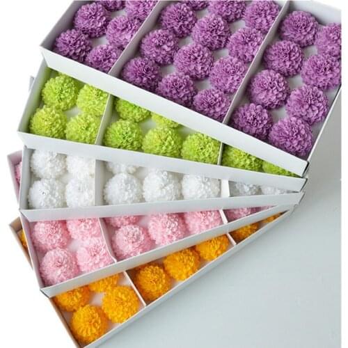 28pcs Body Bath Washing Soap Pompon Mum Flowers Head For Wedding Party Gift Favor Home Hotel Office Decoration