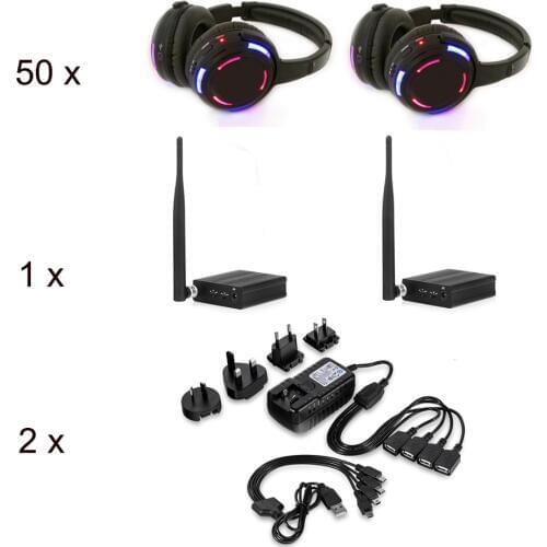 Originall Silent Disco 3 channels RF headphones 50pcs with one transmitter