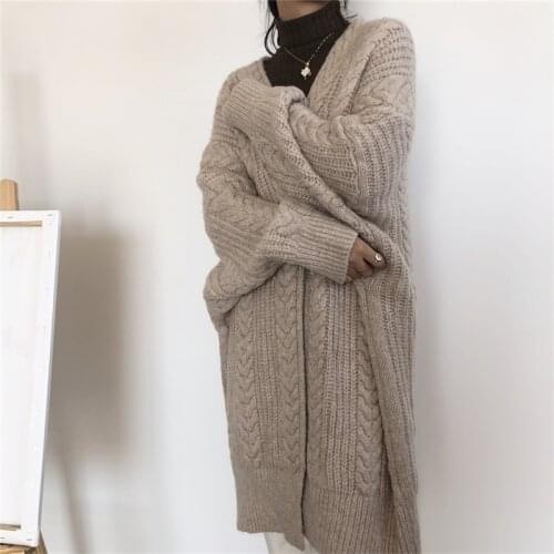 FMFSSOM New 2020 Womens Sweaters Autumn Winter Fashionable Bat Sleeve Cardigans Oversize Warm Wild Knitwear Tops