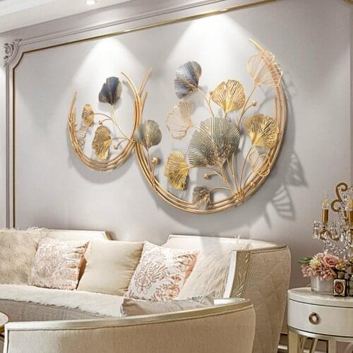 New Chinese Style Luxury Gingko Leaf Wall Decoration Living Room Sofa Background 3D Wall Hanging Room Decor Aesthetic