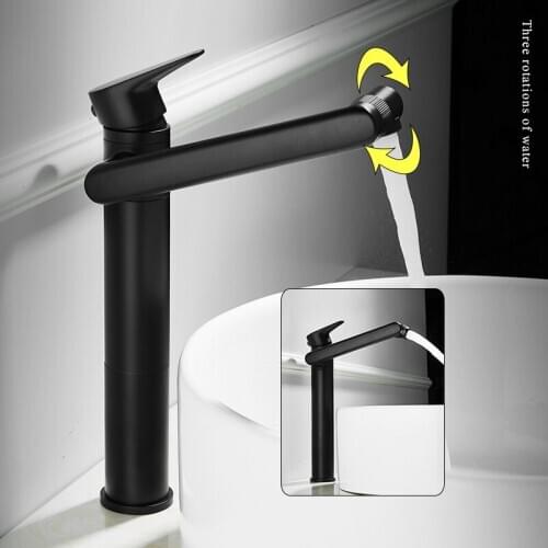 Bathroom Single Lever hot and cold 1080 Degree Sink Tap Brass lucky cat design brass gold finished