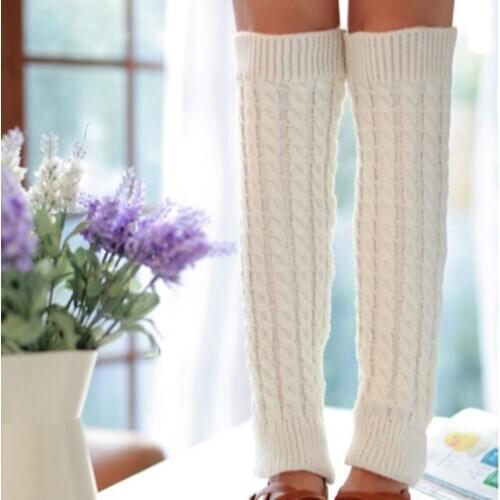 Autumn Winter Women Leg Warmers Warm Pile Heap Knitted Socks Ladies Tube Socks Department Of Hemp Flowers Knee Pad Leg Warmers