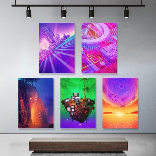 Print Frame Poster Picture Planetary Colorful Building Landscape Canvas Painting Modern Home Bedroom Wall Art Decoration Modular