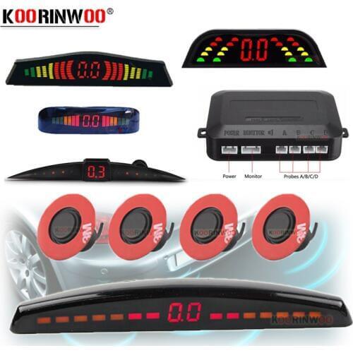 Koorinwoo Adjustable Original13MM Flat Sensors Car Parking Sensor LCD Screen Parktronic Reverse Backup Radars Car Detector Alert