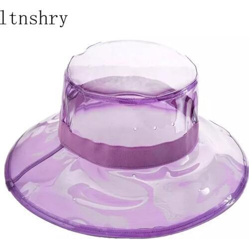 Fashion sun hat Bucket Hat Caps Women High Street Summer Beach Hat PVC Transparent Sun Visor Waterproof Rain Hat For Men Ladies