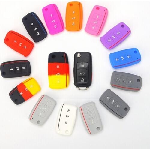Silicone Car Key Cover Flip Remote Key Protector Case for VW Volkswagen Golf 4 5 6 Bora Jetta POLO Passat B5 B6 Jetta Tiguan