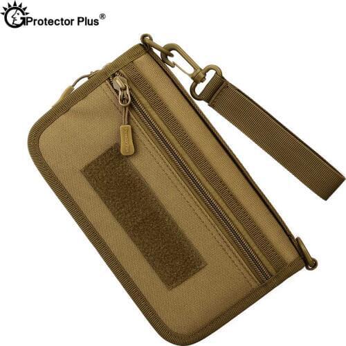 PROTECTOR PLUS Tactical Handbag Men 6 inches phone Passport Travel Camouflage wallet Nylon Purse Hiking Camping Molle bag