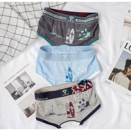 SEAFTE Mens Underwear Boxers Breathable Men Boxers Cotton Low Rise Men Boxer Shorts Panties Printing Sexy Underpants 2020 New