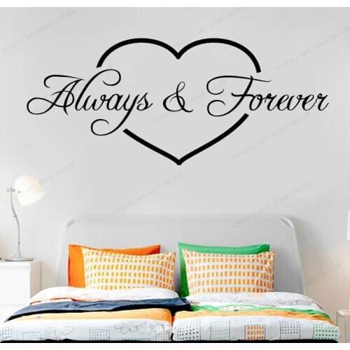 Always Love Forever Wall Decoration Couple Bedroom Heart Wall Art Decal Art Vinyl Wall Poster For Living Room HD299