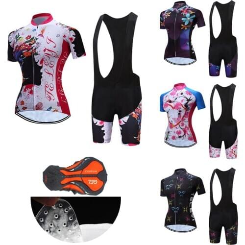 Female 2021 New Arrival cycling jersey set Summer bicycle clothes BIB shorts Women road bike clothing MTB dress uniform wear kit