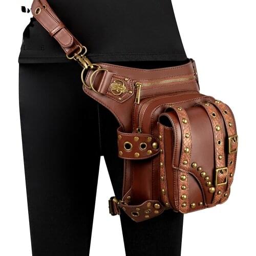 Steampunk Skull Waistbag For Women 2021 New Rivets Cool Design Belt Bag Men Moto Biker Brand Leg Waist Bags Male Retro Rock Pack