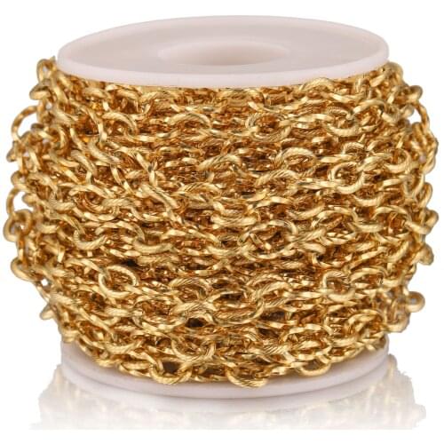 1M Stainless Steel Gold Spiral Twist Twist Chains Flat Wire Chic 2:1 Chain Fit DIY Jewelry Making Supplies Wholesale Lots Bulk