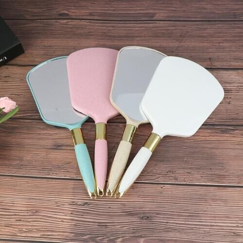 1pc Plastic Vintage Hand Makeup Mirrors Makeup Vanity Mirror Rectangle Hand Hold Cosmetic Mirror With Handle For Gift