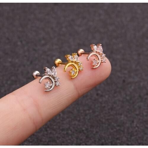 1PC Hot Gift Simple Moon Star Spirit Women Drop Earrings Shiny White Zircon Exquisite Versatile Female Earring Fashion Jewelry