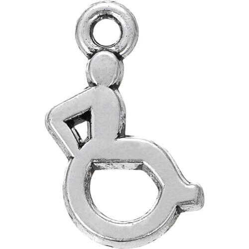 My shape Medical Wheelchair man or Women Charm Zinc Alloy Antique Silver Plated DIY Pendant 30pcs