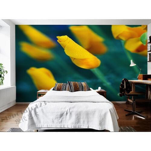 Custom 3D murals,fresh and beautiful yellow roses a bud just ready to burst, living room sofa TV bedroom background wallpaper