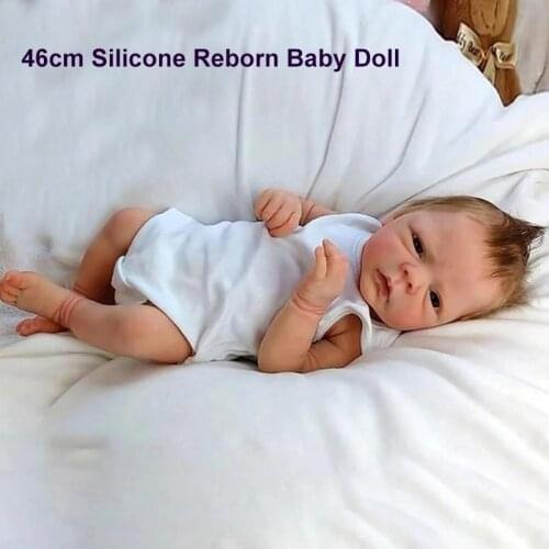 46cm Bebe Doll Full Body Silicone Reborn Baby Dolls For Children Toys Toddler Gift with White Clothes