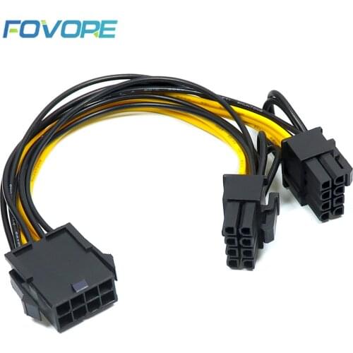5PCS PCI-E 6-pin to Dual 6+2-pin (6-pin/8-pin) Power Splitter Cable Graphics Card PCIE PCI Express 6Pin to Dual 8Pin Power Cable