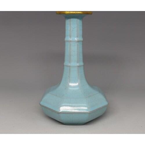 Antique SongDynasty porcelain vase,Ru kiln gilt blue bottle 2,hand carved crafts /collection & adornment,Free shipping