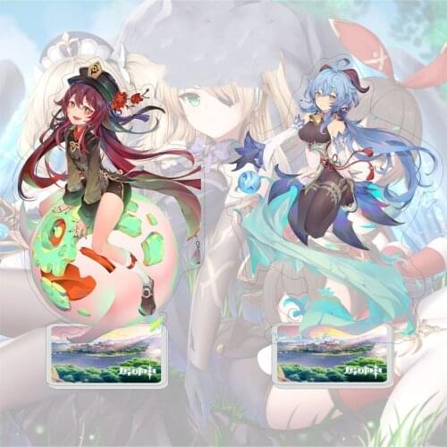 Hu Tao Keychain Acrylic Stand Model Womans Key Chain Genshin Impact Pendant Key Ring Key Holder Klee Jewelry Keqing Llaveros