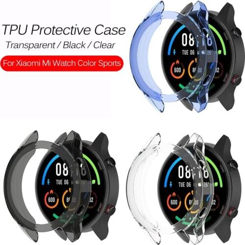 For Xiaomi Mi Watch Color Sports Case Soft TPU Frame Bumper Shell Shockproof Transparent Protective Cover Smartwatch Accessories