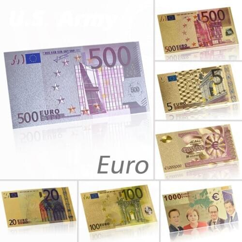 Colored Euro 500 Fake Banknotes Silver Foil Euro Banknote Bill Paper Money Collection Banknotes for Souvenir Gift
