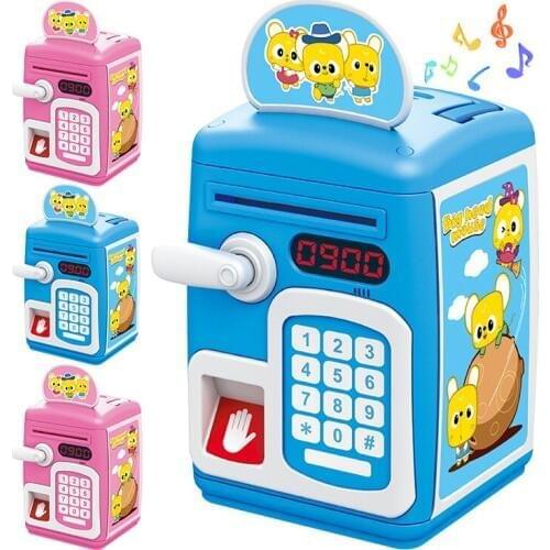 Children Pretend Save money Game Toys Fingerprint Induction Open Latched Bank Simulation Safe ATM Bank Toy Girl Play House Plays