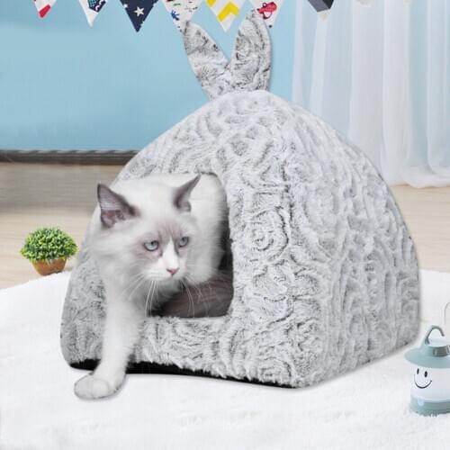 Pet Dog Cat Tent House Kennel Winter Warm Puppy Nests Soft Foldable Kitten Sleeping Mat Pad Pet Kennel Teddy Yurt Dropshipping