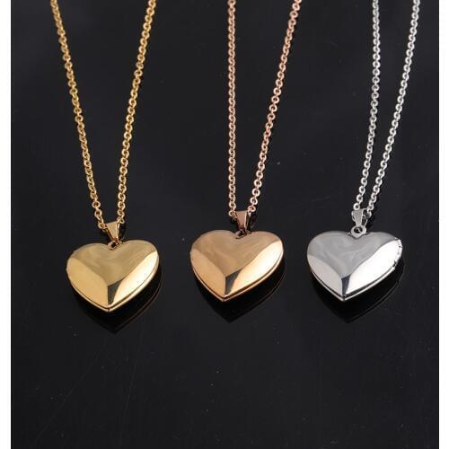 Fnixtar Mirror Polish Stainless Steel Love Heart Photo Frame DIY Memory Locket Pendant Necklace 10pieces/lot