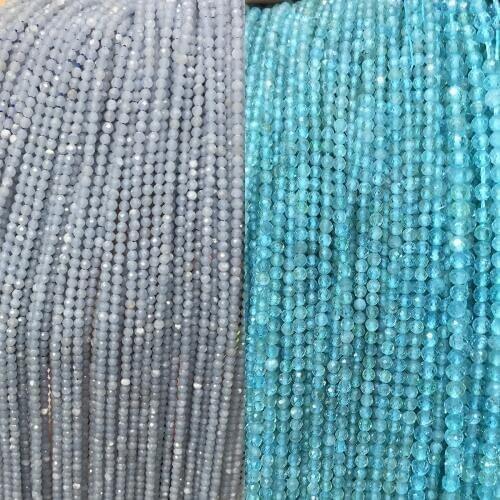 Angel Stone Faceted Beads 2mm 3mm Characteristic Angle Cut Small Size Beads Natural Apatite Long Chain Necklace Bracelet 40cm