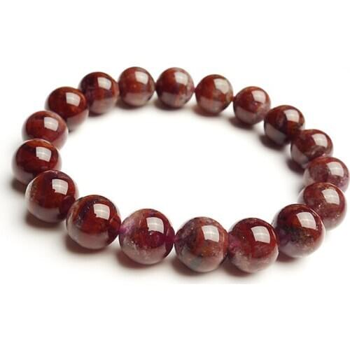 Genuine Natural Purple Red Cacoxenite Auralite 23 Crystal Round Beads Stretch Charm Bracelets For Women 11mm