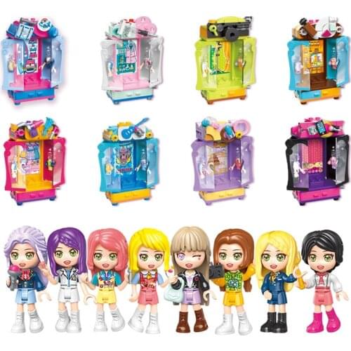 Girls Pink Dream Variety Window Series Youth Campu Minifigure Modle Building Blocks Friend For Girl Birthday Christmas Gift 8in1