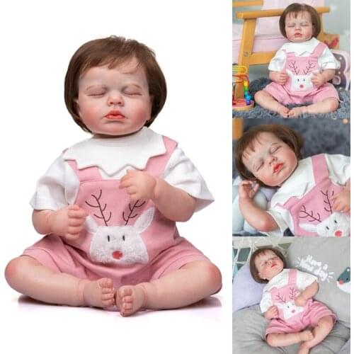 49cm/19in Reborns Doll Baby Girl Doll Nurturing Doll Realistic Handmade Soft Body w/ Closed Eyes Girls Boy Gift