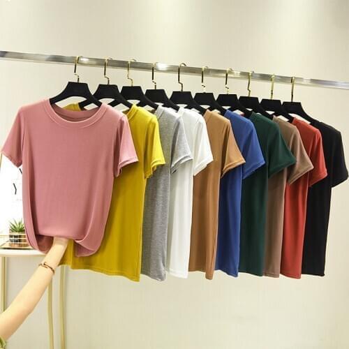 Modal Short-Sleeved T-shirt WOMEN Summer Tops solid color outfit Bottoming Shirt Female harajuku tshirt oversized t shirt women