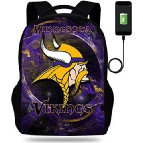 17inch Mens Vikings Serie College Backpack usb Charger Schoolbag for Laptop Backpacks for Teenage School Bag Boys&Girls