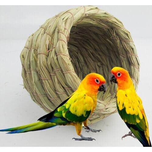 Natural Straw Budgerigar Birds Nest Bowl-shaped Bird Cage Hand Made Parrot Cage Bird Hanging House Bird Supplies Pet Products