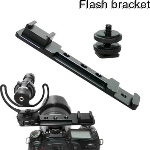 New 2 in 1 Flash Mic Hot Shoe Mount Holder 1/4 Inch Screw Compatible Sony Panasonic Nikon Canon DOM668